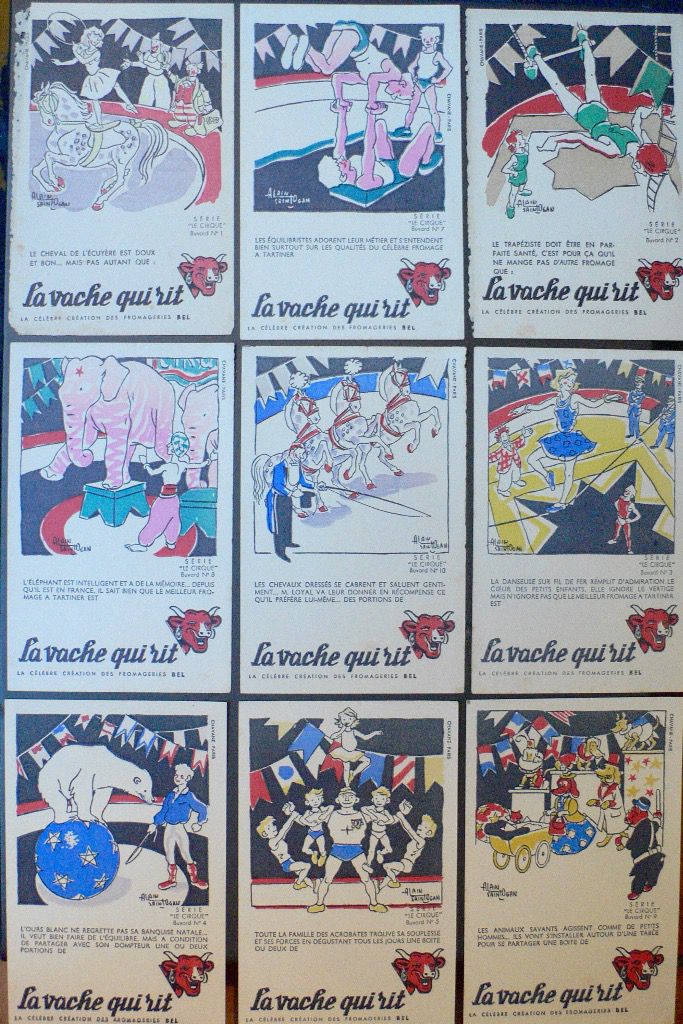Série de Buvard Publicitaire La Vache qui rit illustré par Alain de Saint Ogan